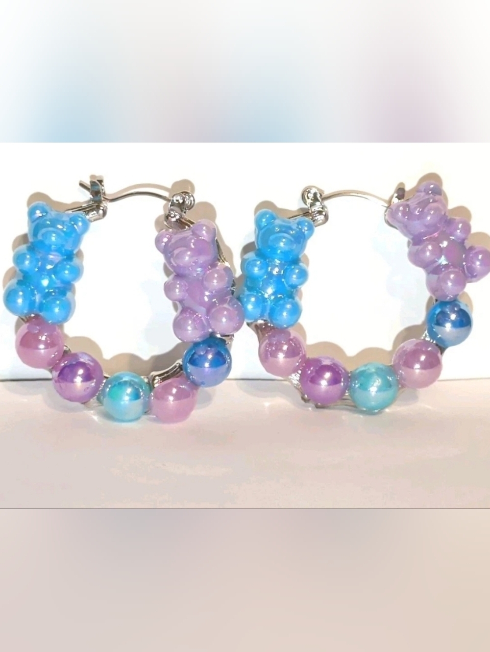 Jelly Gummi Bears-Hand Crafted Small Hoop Earring